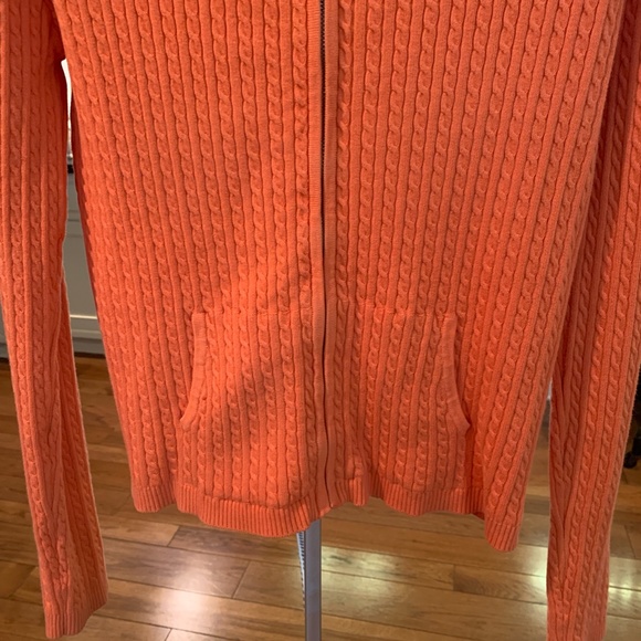 Allen Allen Zippered Cable Knit Hoodie with Pockets - Picture 2 of 5